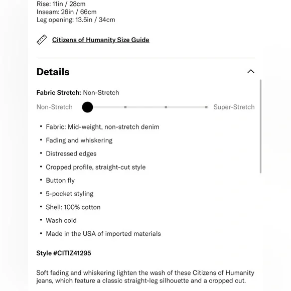 *NEW* Citizens Of Humanity: High Rise Charlotte Crop Jeans 29 - Picture 8 of 8